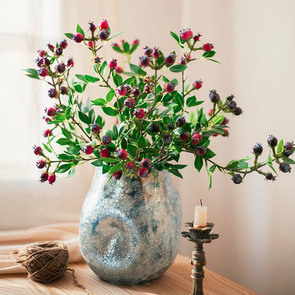 Simple Artificial Flowers for Living Room, Blueberry Fruit Branch, Flower Arrangement Ideas for Home Decoration, Spring Artificial Floral for Bedroom-artworkcanvas