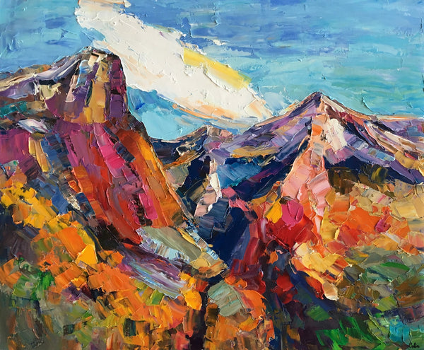 Abstract Art Landscape, Canvas Wall Art Paintings, Mountain Landscape Painting, Custom Landscape Oil Painting-artworkcanvas