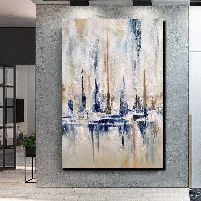 Abstract Sail Boat Painting Large Wall Art For Living Room, Ocean Nautical Modern Canvas Art, Hand Painted Acrylic Sailboat Painting, Coastal Contemporary Wall Decor, Oversized Seascape Artwork