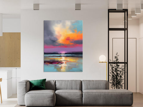 Canvas Painting for Living Room, Abstract Landscape Paintings, Original Modern Wall Art Painting, Oversized Contemporary Abstract Artwork-artworkcanvas