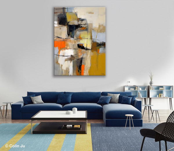 Acrylic Abstract Painting Behind Sofa, Large Painting on Canvas, Living Room Wall Art Paintings, Original Abstract Painting on Canvas-artworkcanvas