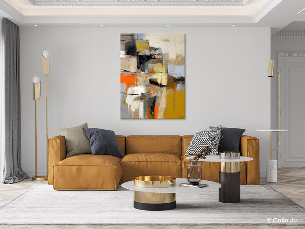 Acrylic Abstract Painting Behind Sofa, Large Painting on Canvas, Living Room Wall Art Paintings, Original Abstract Painting on Canvas-artworkcanvas