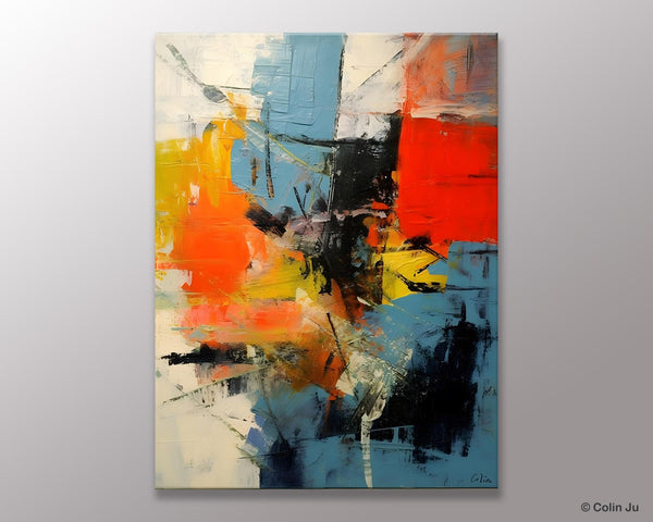 Abstract Paintings for Dining Room, Modern Paintings Behind Sofa, Buy Paintings Online, Original Palette Knife Canvas Art, Impasto Wall Art-artworkcanvas