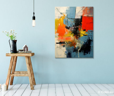 Abstract Paintings for Dining Room, Modern Paintings Behind Sofa, Buy Paintings Online, Original Palette Knife Canvas Art, Impasto Wall Art-artworkcanvas