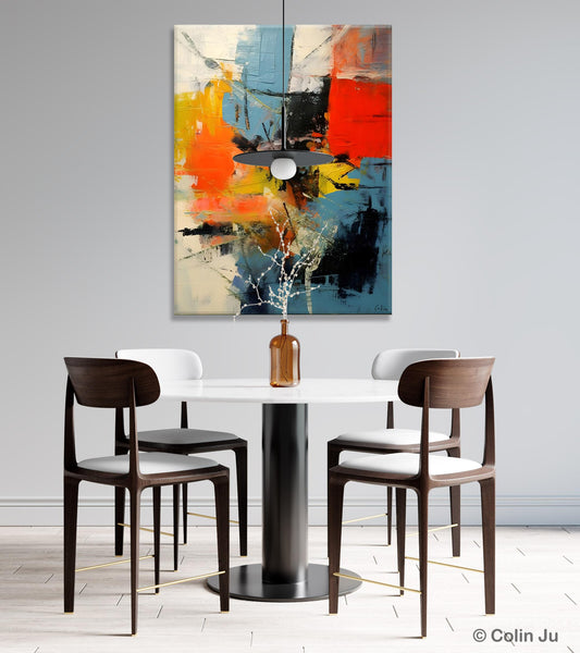 Abstract Paintings for Dining Room, Modern Paintings Behind Sofa, Buy Paintings Online, Original Palette Knife Canvas Art, Impasto Wall Art-artworkcanvas