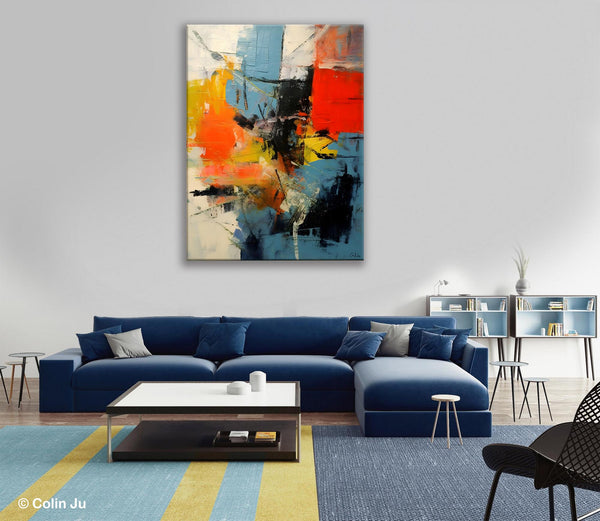 Abstract Paintings for Dining Room, Modern Paintings Behind Sofa, Buy Paintings Online, Original Palette Knife Canvas Art, Impasto Wall Art-artworkcanvas