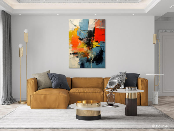 Abstract Paintings for Dining Room, Modern Paintings Behind Sofa, Buy Paintings Online, Original Palette Knife Canvas Art, Impasto Wall Art-artworkcanvas