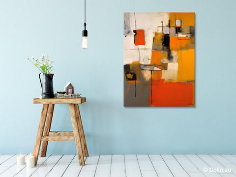 Modern Paintings Behind Sofa, Acrylic Paintings on Canvas, Abstract Painting for Living Room, Original Contemporary Canvas Wall Art-artworkcanvas