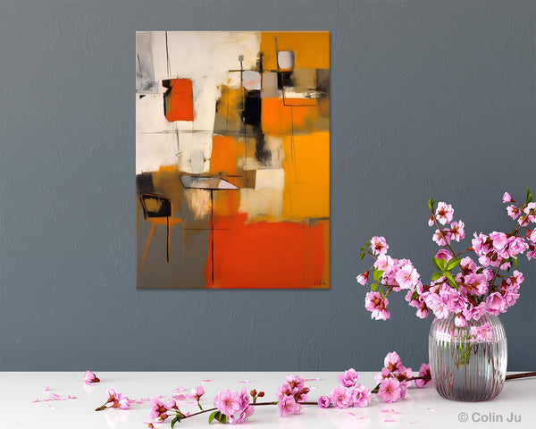 Modern Paintings Behind Sofa, Acrylic Paintings on Canvas, Abstract Painting for Living Room, Original Contemporary Canvas Wall Art-artworkcanvas