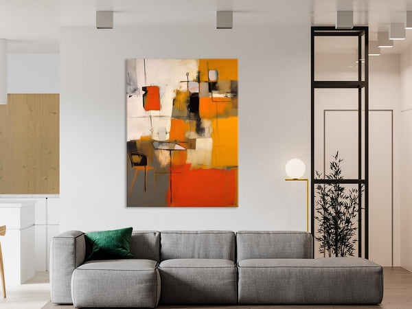 Modern Paintings Behind Sofa, Acrylic Paintings on Canvas, Abstract Painting for Living Room, Original Contemporary Canvas Wall Art-artworkcanvas