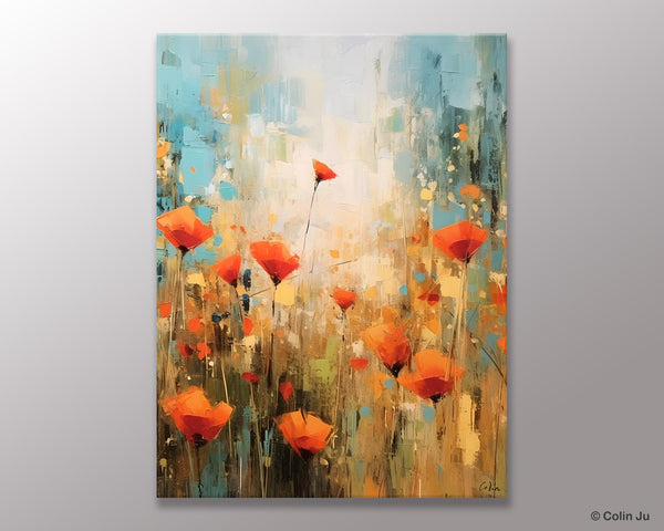 Abstract Flower Painting, Flower Acrylic Painting, Canvas Painting Flower, Original Paintings on Canvas, Modern Acrylic Paintings for Bedroom-artworkcanvas