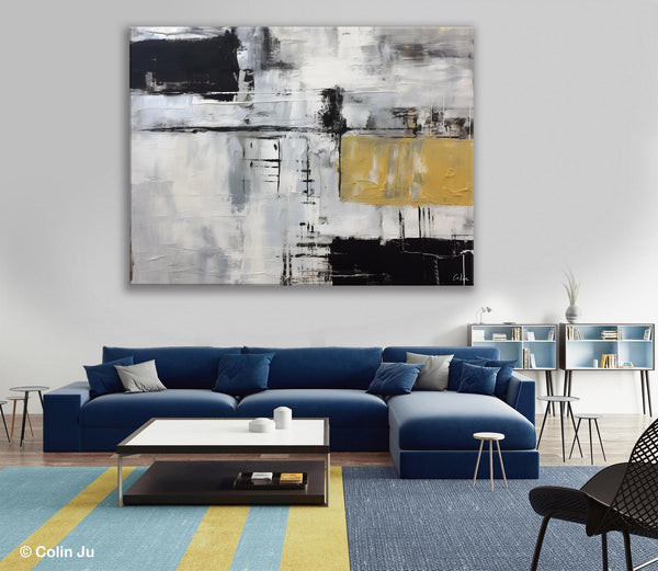 Black Abstract Acrylic Paintings, Large Paintings for Bedroom, Simple Modern Art, Original Canvas Paintings, Contemporary Canvas Paintings-artworkcanvas