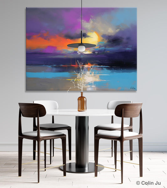 Abstract Landscape Painting, Sunset Painting, Large Landscape Painting for Living Room, Bedroom Wall Art Ideas, Modern Paintings for Dining Room-artworkcanvas