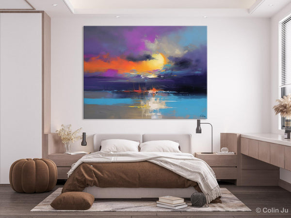 Abstract Landscape Painting, Sunset Painting, Large Landscape Painting for Living Room, Bedroom Wall Art Ideas, Modern Paintings for Dining Room-artworkcanvas