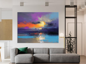Abstract Landscape Painting, Sunset Painting, Large Landscape Painting for Living Room, Bedroom Wall Art Ideas, Modern Paintings for Dining Room-artworkcanvas