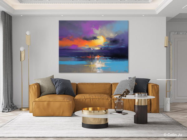 Abstract Landscape Painting, Sunset Painting, Large Landscape Painting for Living Room, Bedroom Wall Art Ideas, Modern Paintings for Dining Room-artworkcanvas