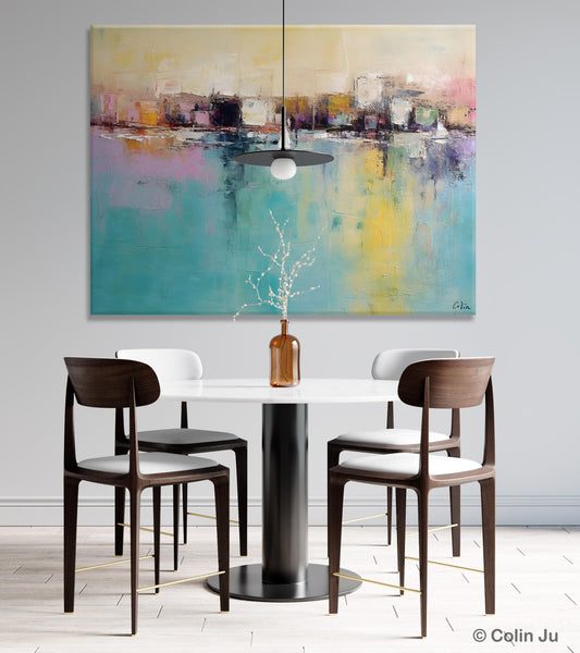 Contemporary Abstract Art for Dining Room, Sail Boat Abstract Paintings, Living Room Canvas Art Ideas, Large Landscape Painting, Simple Modern Art-artworkcanvas