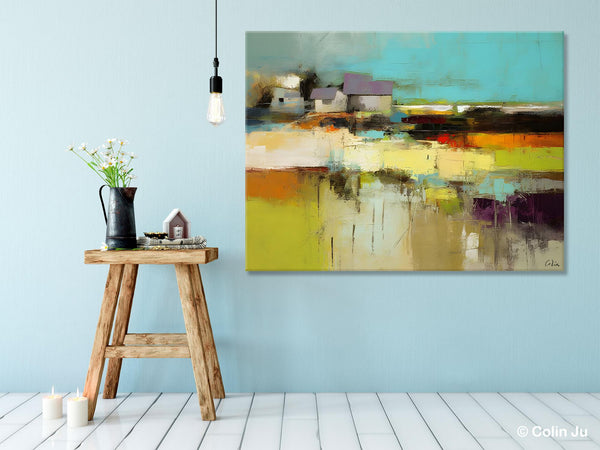 Simple Abstract Art, Landscape Canvas Painting, Bedroom Wall Art Paintings, Acrylic Painting on Canvas, Large Original Canvas Painting-artworkcanvas