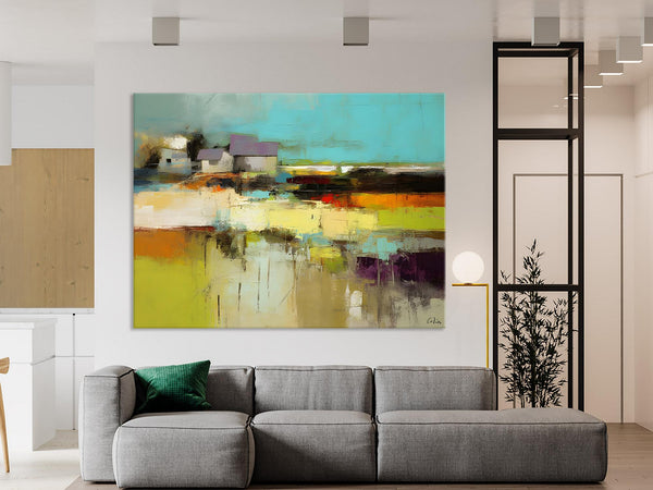 Simple Abstract Art, Landscape Canvas Painting, Bedroom Wall Art Paintings, Acrylic Painting on Canvas, Large Original Canvas Painting-artworkcanvas