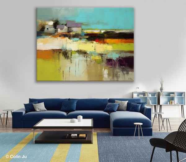 Simple Abstract Art, Landscape Canvas Painting, Bedroom Wall Art Paintings, Acrylic Painting on Canvas, Large Original Canvas Painting-artworkcanvas