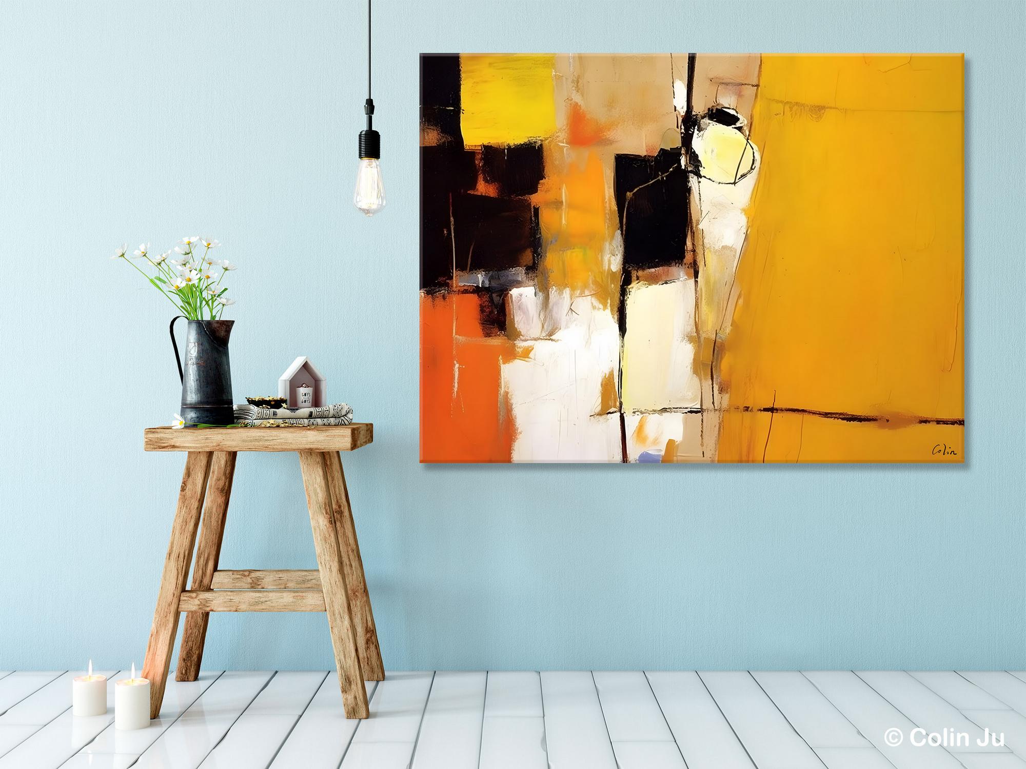 Simple Modern Paintings for Living Room, Original Abstract Paintings, Yellow Abstract Contemporary Art, Acrylic Painting on Canvas, Hand Painted Canvas Art-artworkcanvas