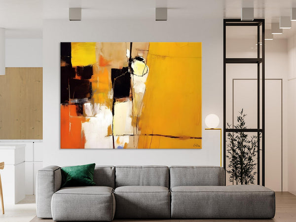 Simple Modern Paintings for Living Room, Original Abstract Paintings, Yellow Abstract Contemporary Art, Acrylic Painting on Canvas, Hand Painted Canvas Art-artworkcanvas