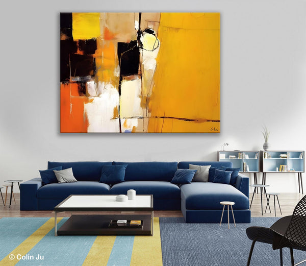 Simple Modern Paintings for Living Room, Original Abstract Paintings, Yellow Abstract Contemporary Art, Acrylic Painting on Canvas, Hand Painted Canvas Art-artworkcanvas