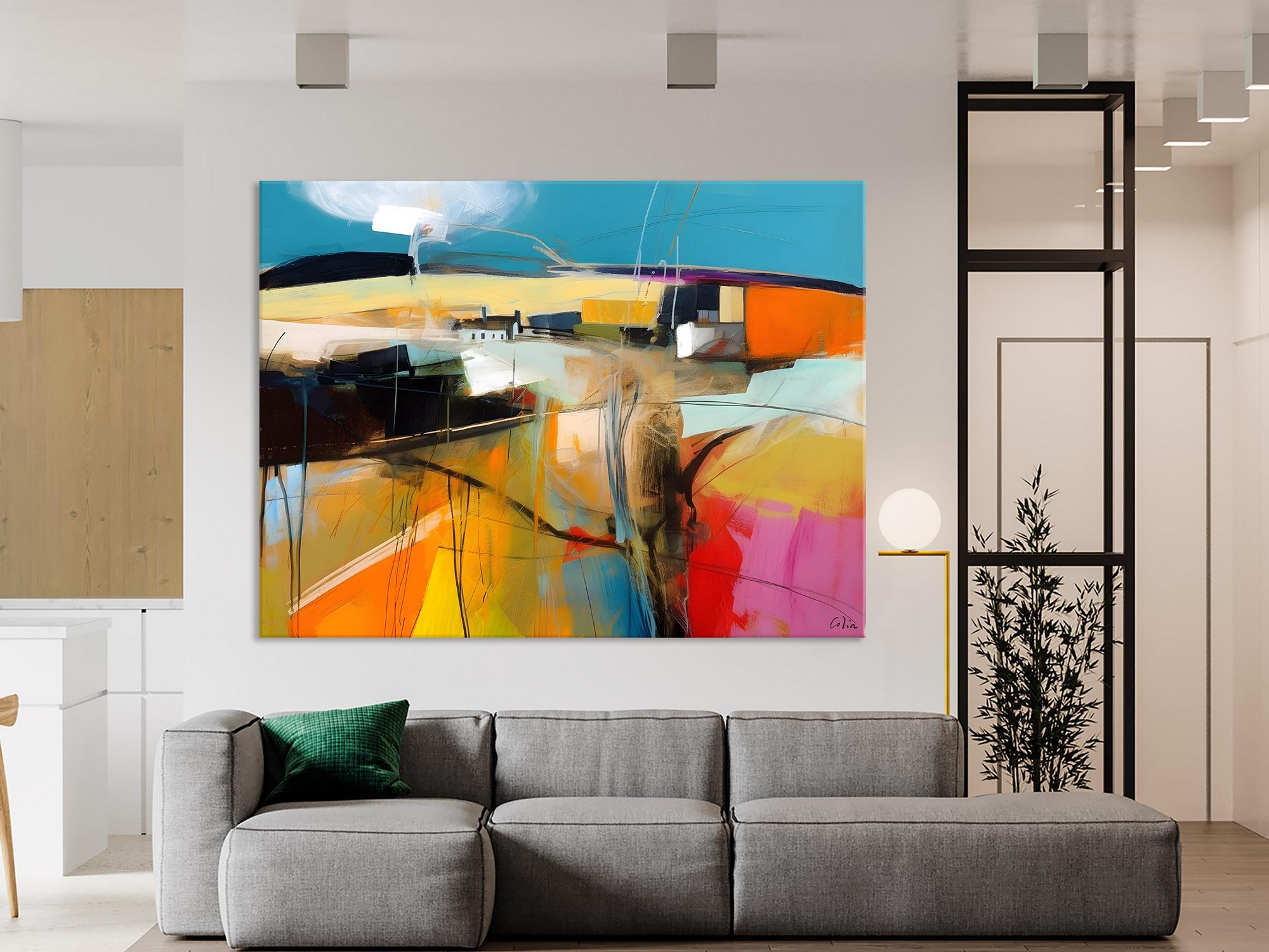 Wall Art Paintings, Simple Landscape Abstract Painting, Original Acrylic Paintings on Canvas, Large Paintings for Bedroom, Buy Paintings Online-artworkcanvas