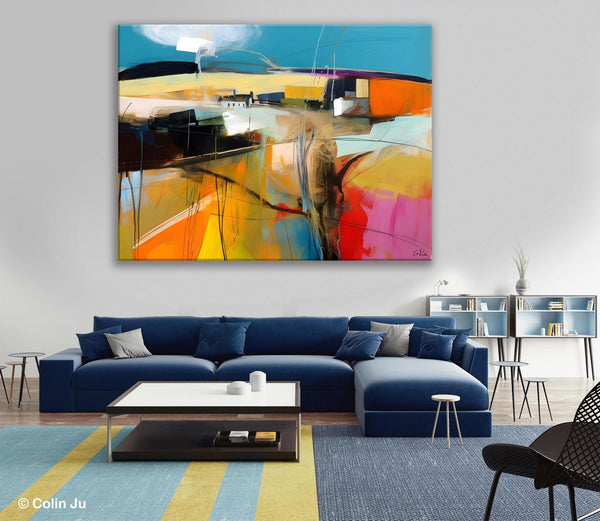 Wall Art Paintings, Simple Landscape Abstract Painting, Original Acrylic Paintings on Canvas, Large Paintings for Bedroom, Buy Paintings Online-artworkcanvas