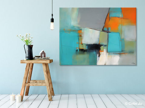 Dining Room Canvas Painting, Original Modern Acrylic Paintings, Contemporary Abstract Artwork, Large Canvas Painting for Office-artworkcanvas