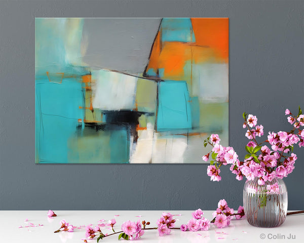 Dining Room Canvas Painting, Original Modern Acrylic Paintings, Contemporary Abstract Artwork, Large Canvas Painting for Office-artworkcanvas