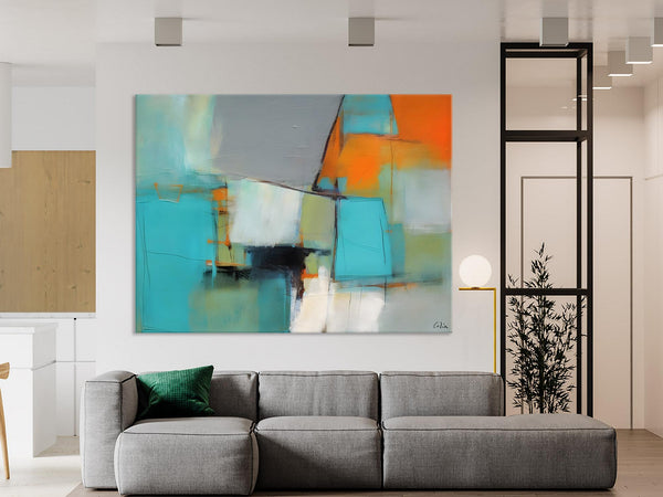 Dining Room Canvas Painting, Original Modern Acrylic Paintings, Contemporary Abstract Artwork, Large Canvas Painting for Office-artworkcanvas