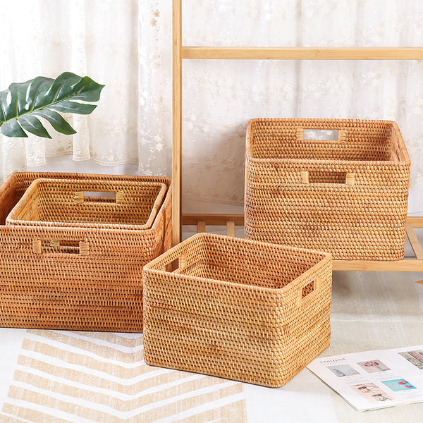Extra Large Woven Baskets for Living Room, Storage Baskets for Clothes, Storage Baskets for Kitchen, Rectangular Storage Basket for Bedroom, Storage Baskets for Shelves-artworkcanvas
