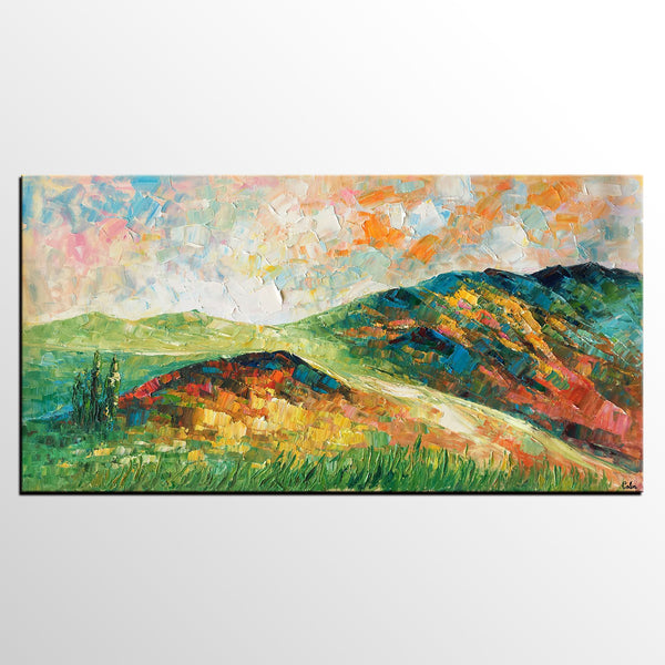 Mountain Landscape Painting, Landscape Painting, Custom Abstract Oil Painting, Bedroom Wall Art-artworkcanvas