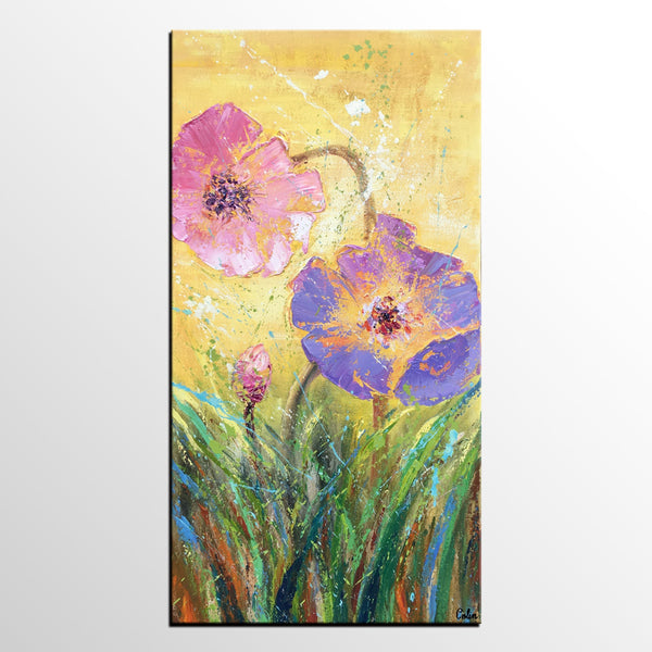 Bedroom Wall Art, Heavy Texture Art, Flower Painting, Acrylic Painting, Original Art, Canvas Art, Abstract Painting, Impasto Art, 453-artworkcanvas