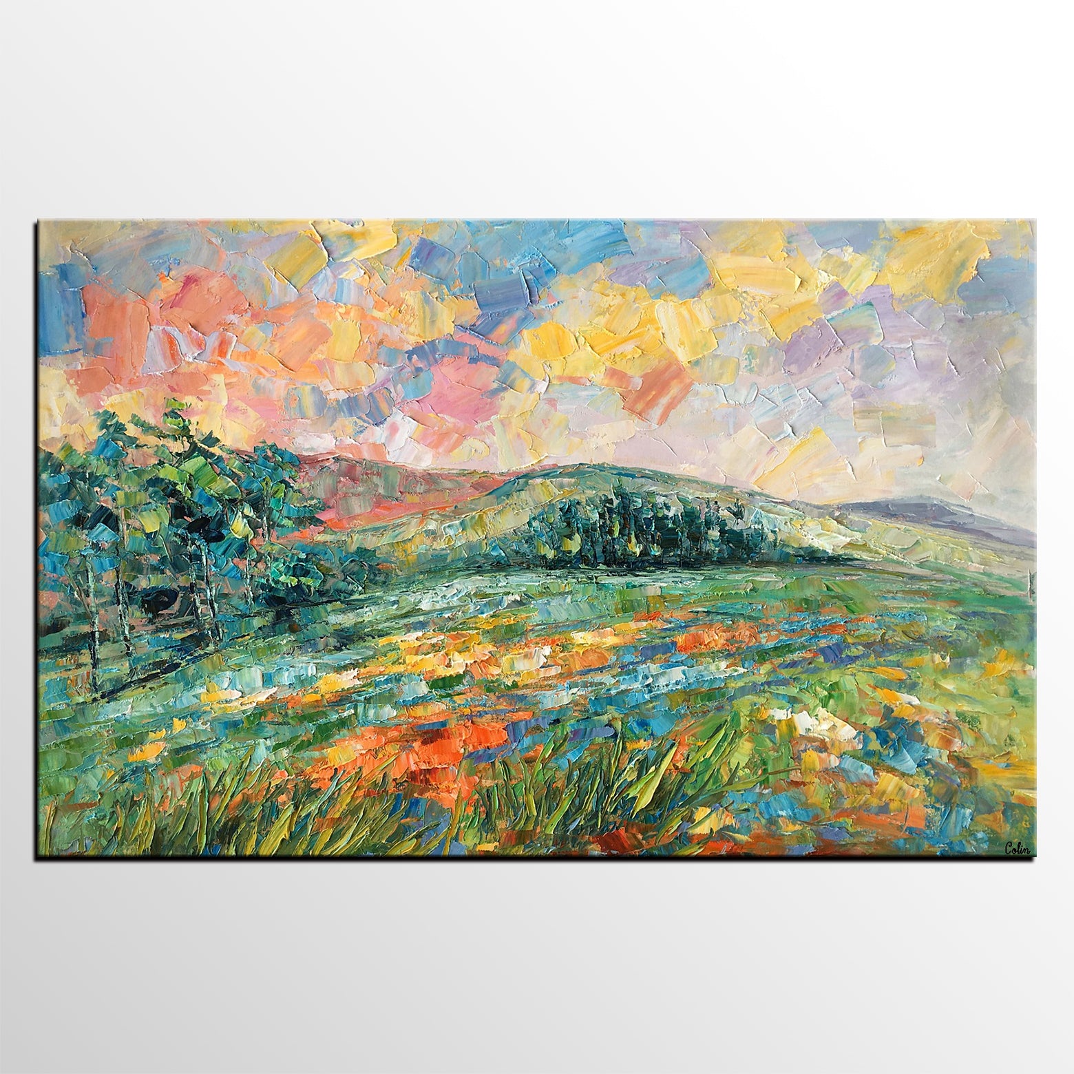 Original Wall Art, Mountain Landscape Painting, Large Art, Canvas Art, Canvas Painting, Painting for Sale-artworkcanvas