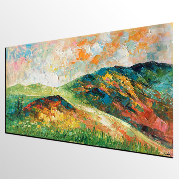 Mountain Landscape Painting, Landscape Painting, Custom Abstract Oil Painting, Bedroom Wall Art-artworkcanvas