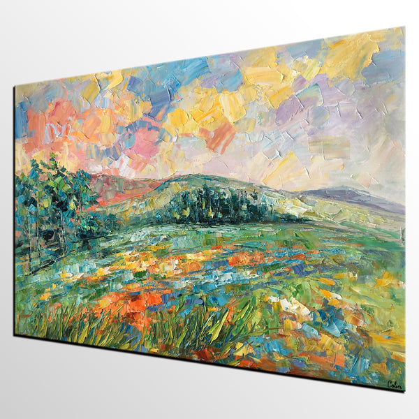 Original Wall Art, Mountain Landscape Painting, Large Art, Canvas Art, Canvas Painting, Painting for Sale-artworkcanvas