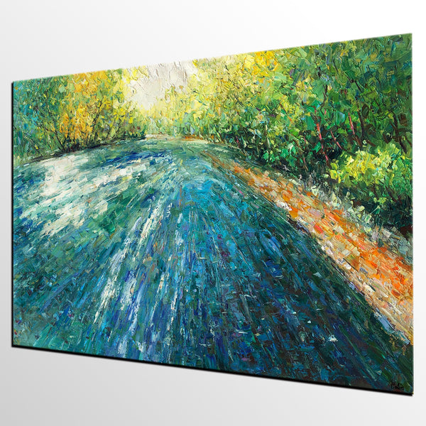 Autumn Forest Tree and Lake Painting, Landscape Painting, Large Canvas Art, Oil Painting-artworkcanvas