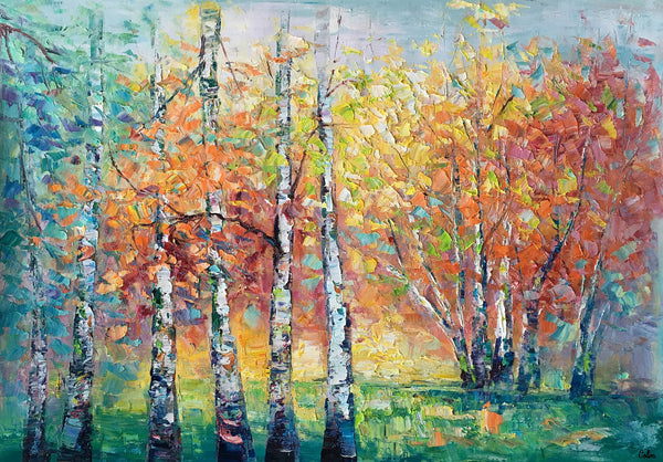 Landscape Canvas Painting, Autumn Tree Paintings, Abstract Landscape Paintings, Custom Original Canvas Painting-artworkcanvas
