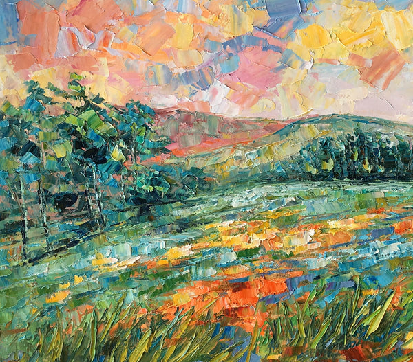 Original Wall Art, Mountain Landscape Painting, Large Art, Canvas Art, Canvas Painting, Painting for Sale-artworkcanvas