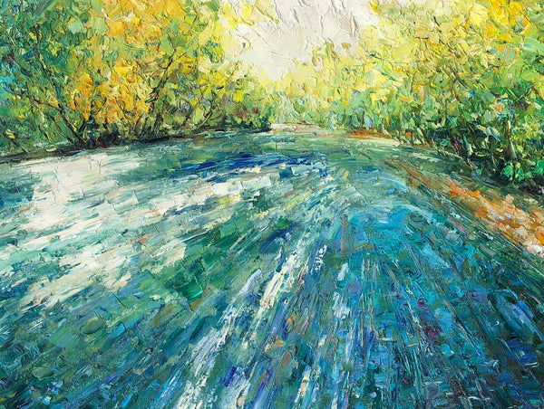 Autumn Forest Tree and Lake Painting, Landscape Painting, Large Canvas Art, Oil Painting-artworkcanvas