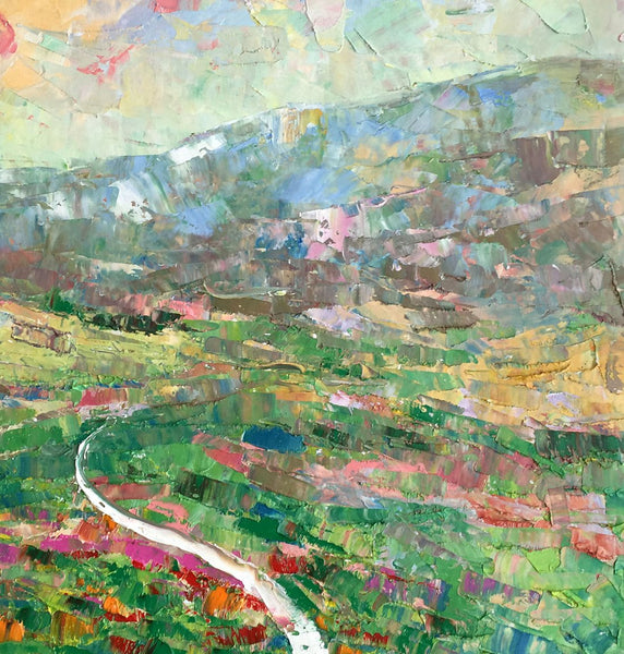 Mountain Landscape Painting, Palette Knife Paintings, Custom Wall Art Painting on Canvas, Spring Mountain Painting-artworkcanvas