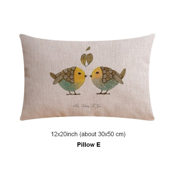 Throw Pillows for Couch, Simple Decorative Pillow Covers, Decorative Sofa Pillows for Children's Room, Love Birds Decorative Throw Pillows-artworkcanvas