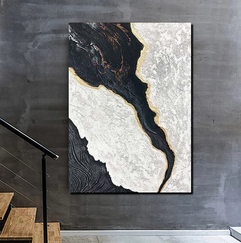Black Modern Painting, Living Room Wall Art Ideas, Acrylic Canvas Paintings, Simple Wall Art Ideas, Contemporary Painting-artworkcanvas