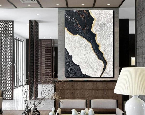 Black Modern Painting, Living Room Wall Art Ideas, Acrylic Canvas Paintings, Simple Wall Art Ideas, Contemporary Painting-artworkcanvas