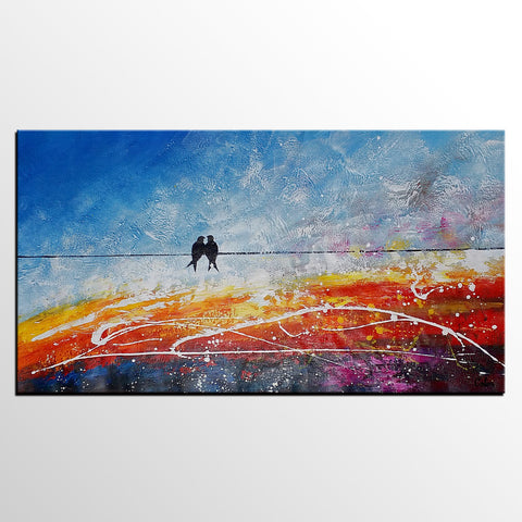 Love Birds Painting, Acrylic Abstract Painting, Original Abstract Painting, Paintings for Dining Room, Bedroom Wall Art Ideas, C-artworkcanvas
