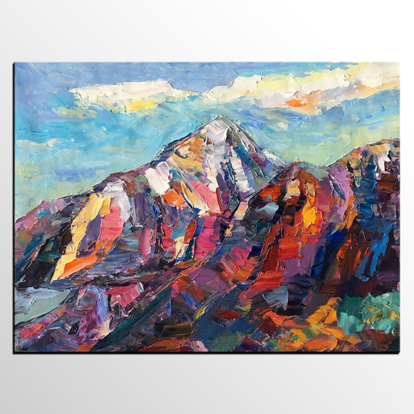 Abstract Mountain Painting, Landscape Wall Art Paintings, Custom Original Landscape Painting, Mountain Landscape Painting-artworkcanvas