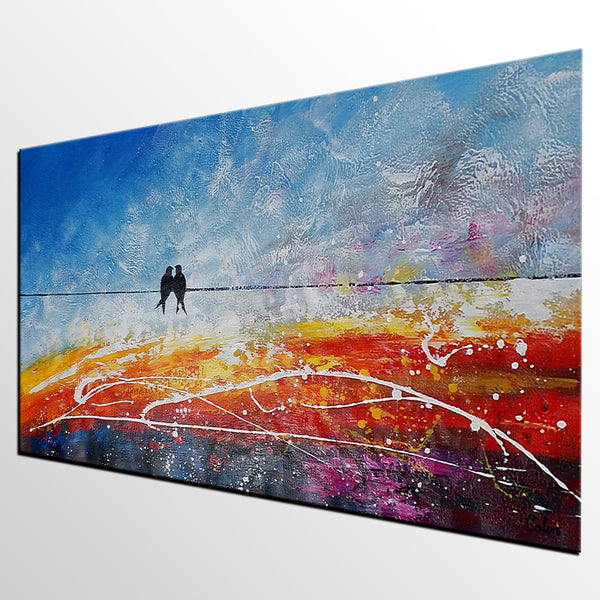 Love Birds Painting, Acrylic Abstract Painting, Original Abstract Painting, Paintings for Dining Room, Bedroom Wall Art Ideas, C-artworkcanvas
