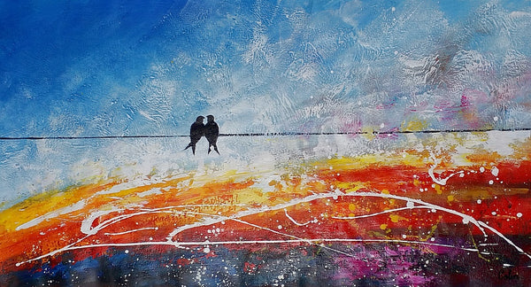Love Birds Painting, Acrylic Abstract Painting, Original Abstract Painting, Paintings for Dining Room, Bedroom Wall Art Ideas, C-artworkcanvas